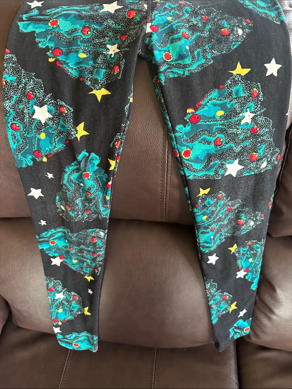 LuLaRoe Kids Leggings Black with Teal, Red, Yellow & White Space Print
